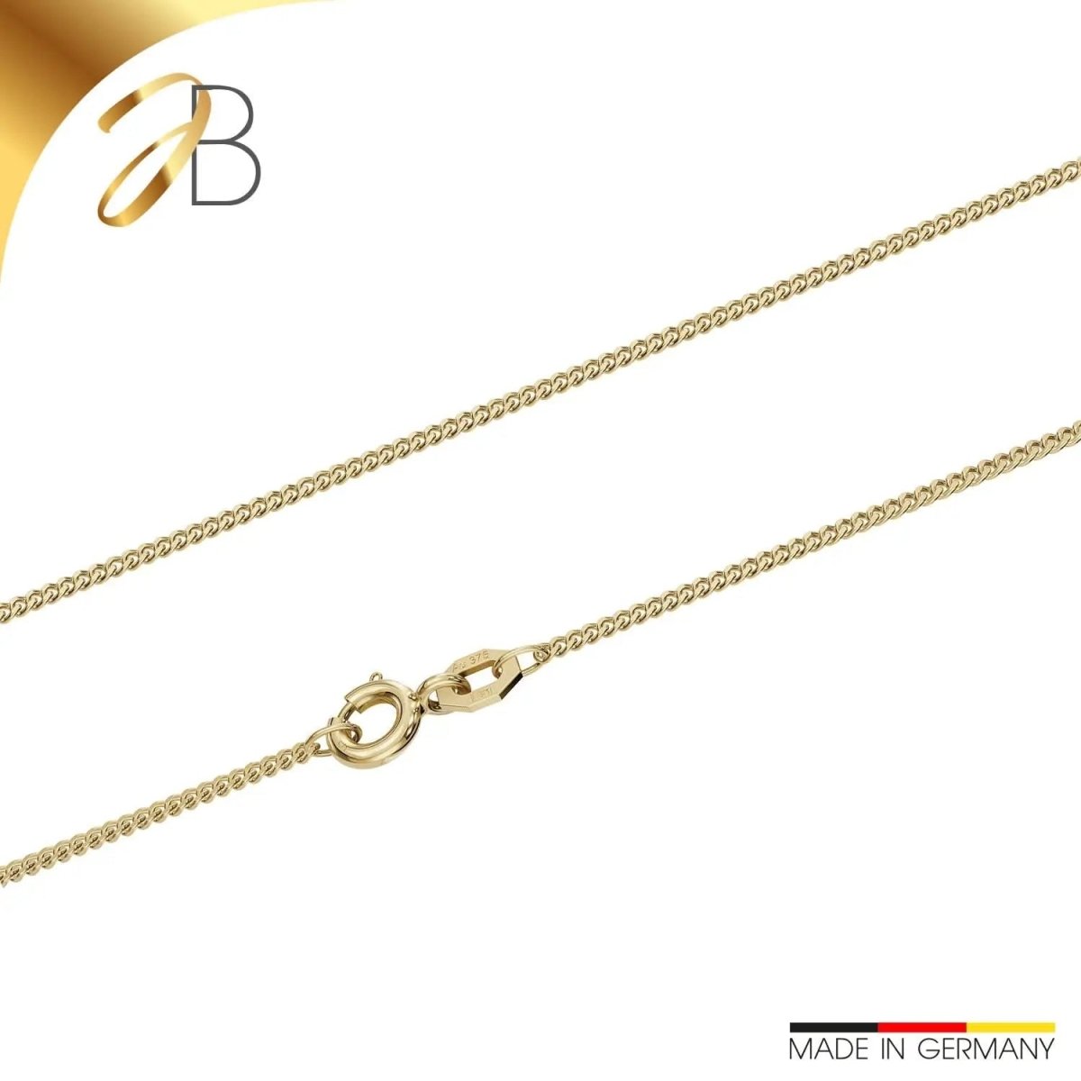 JB Collier Edle Goldkette Panzerkette 1,2 mm 375 Gelbgold 9 Kt 45 cm