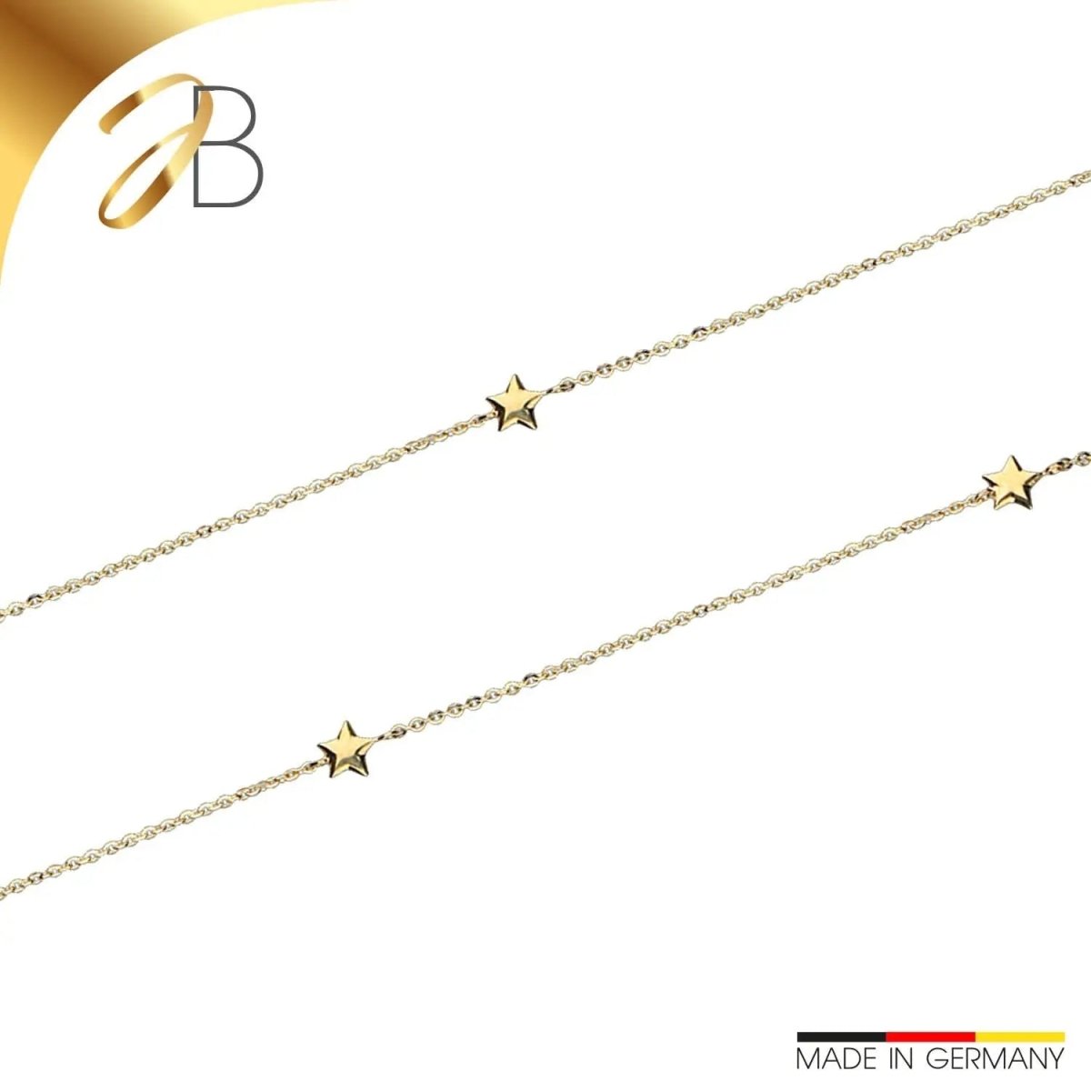 JB Collier Goldkette Ankerkette Diamantiert 375 Gelbgold 9 Kt 38 cm