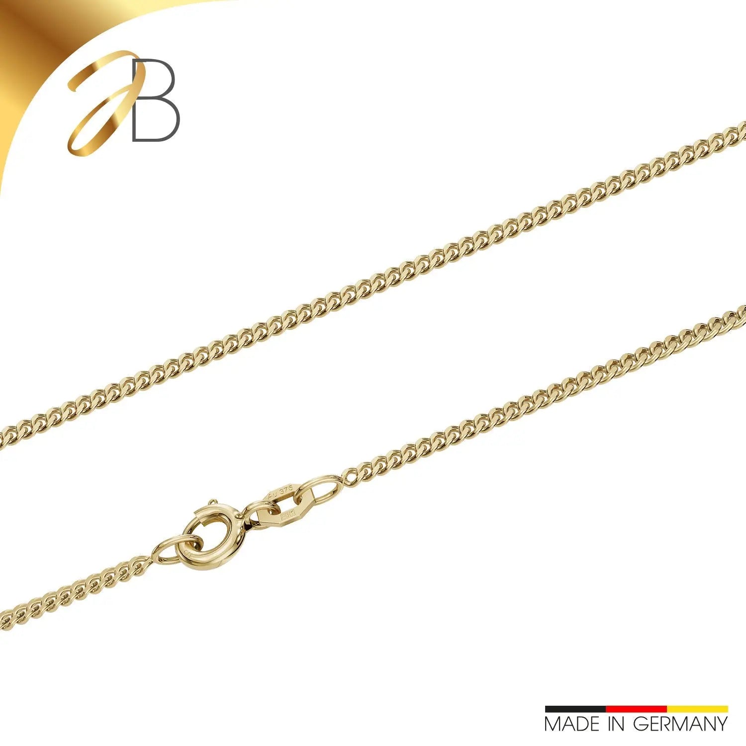 JB Collier Goldkette Panzerkette 1,7 mm 375 Gelbgold 9 Kt 38 - 55 cm