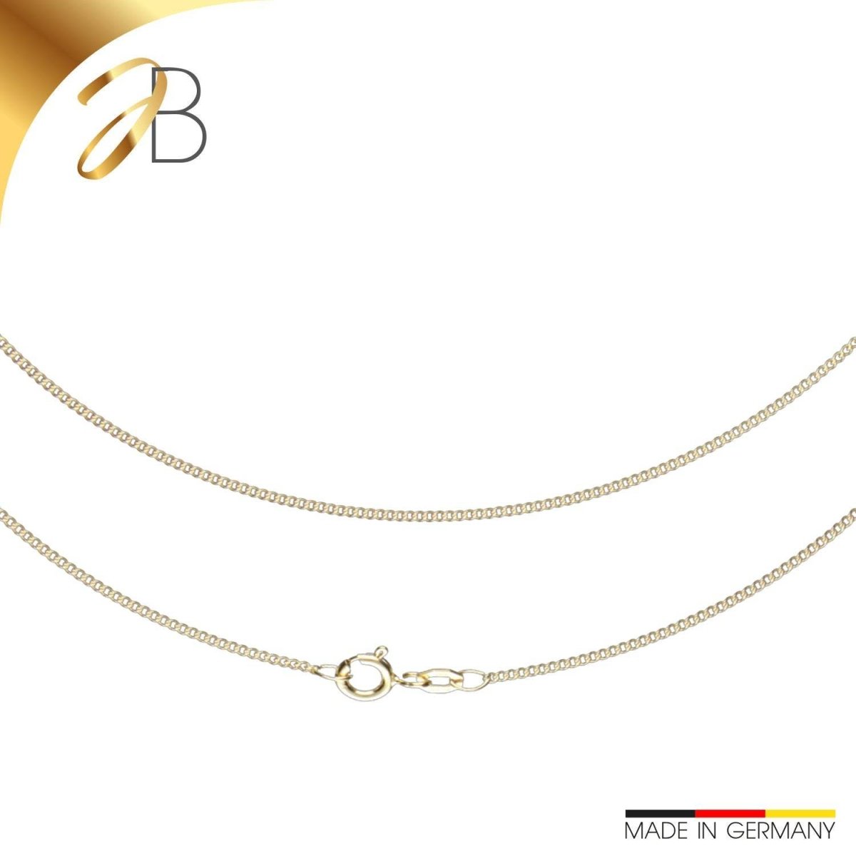 JB Collier Goldkette Panzerkette Rund 375 Gelbgold 9 Kt 1,4 mm