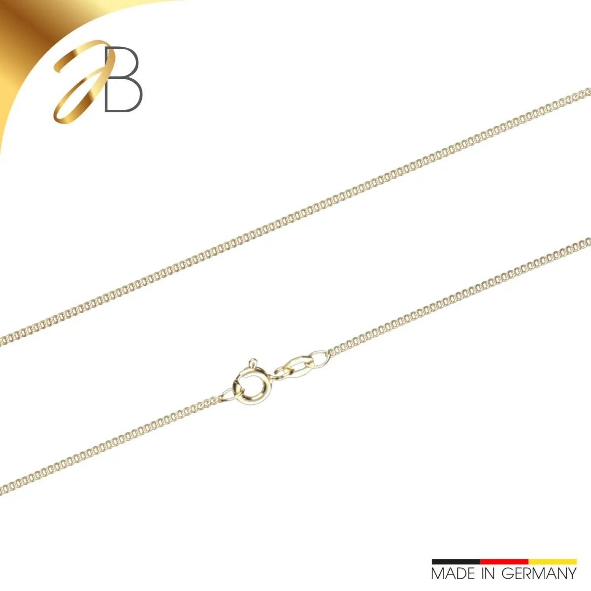 JB Collier Goldkette Panzerkette Rund 375 Gelbgold 9 Kt 1,4 mm 45 cm