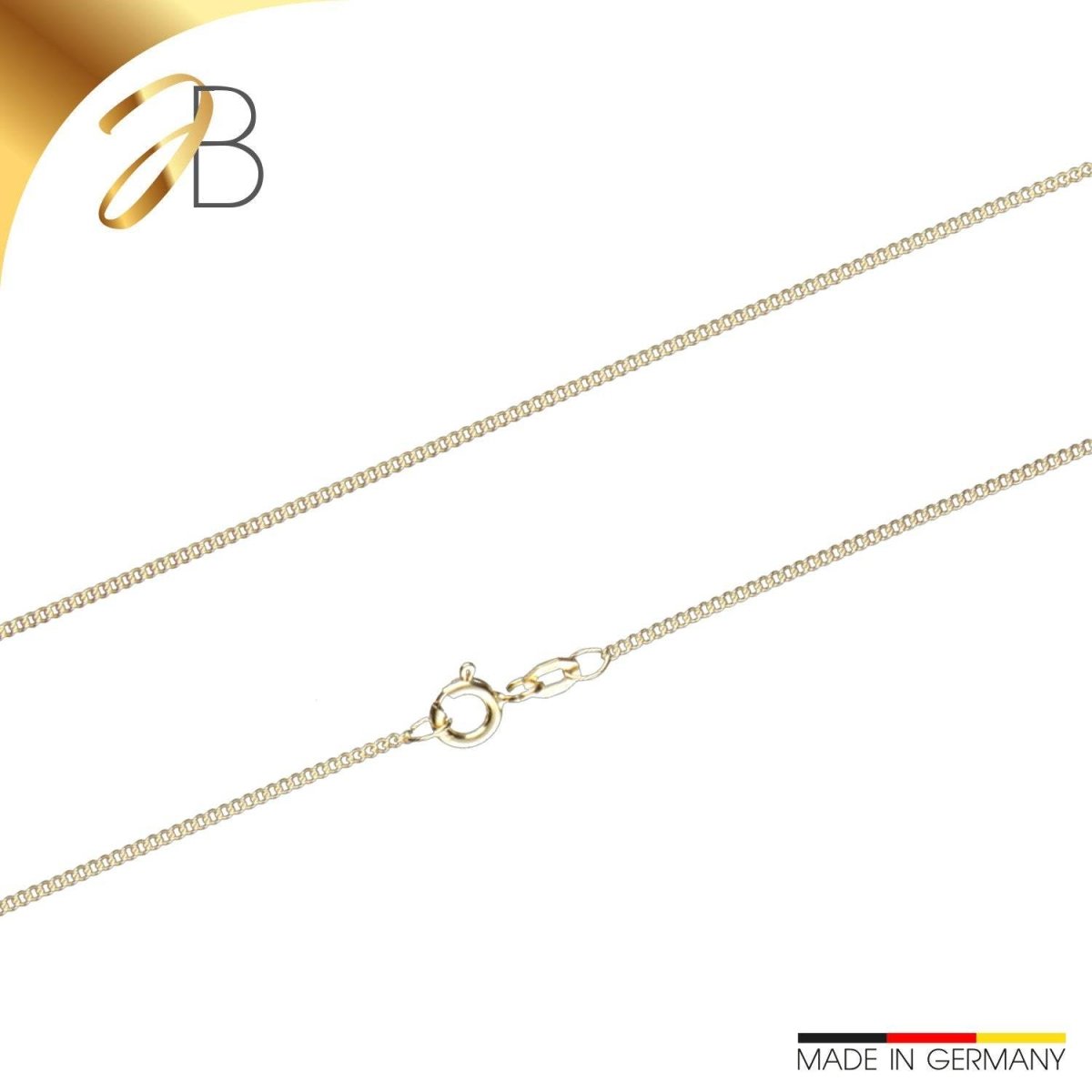 JB Collier Goldkette Panzerkette Rund 375 Gelbgold 9 Kt 1,4 mm