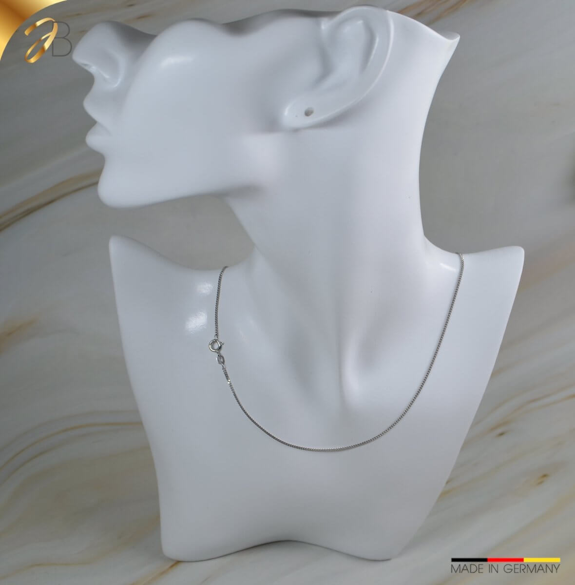 JB Collier Panzerkette 1,4 mm 585 Weißgold Damen Herren Kinder
