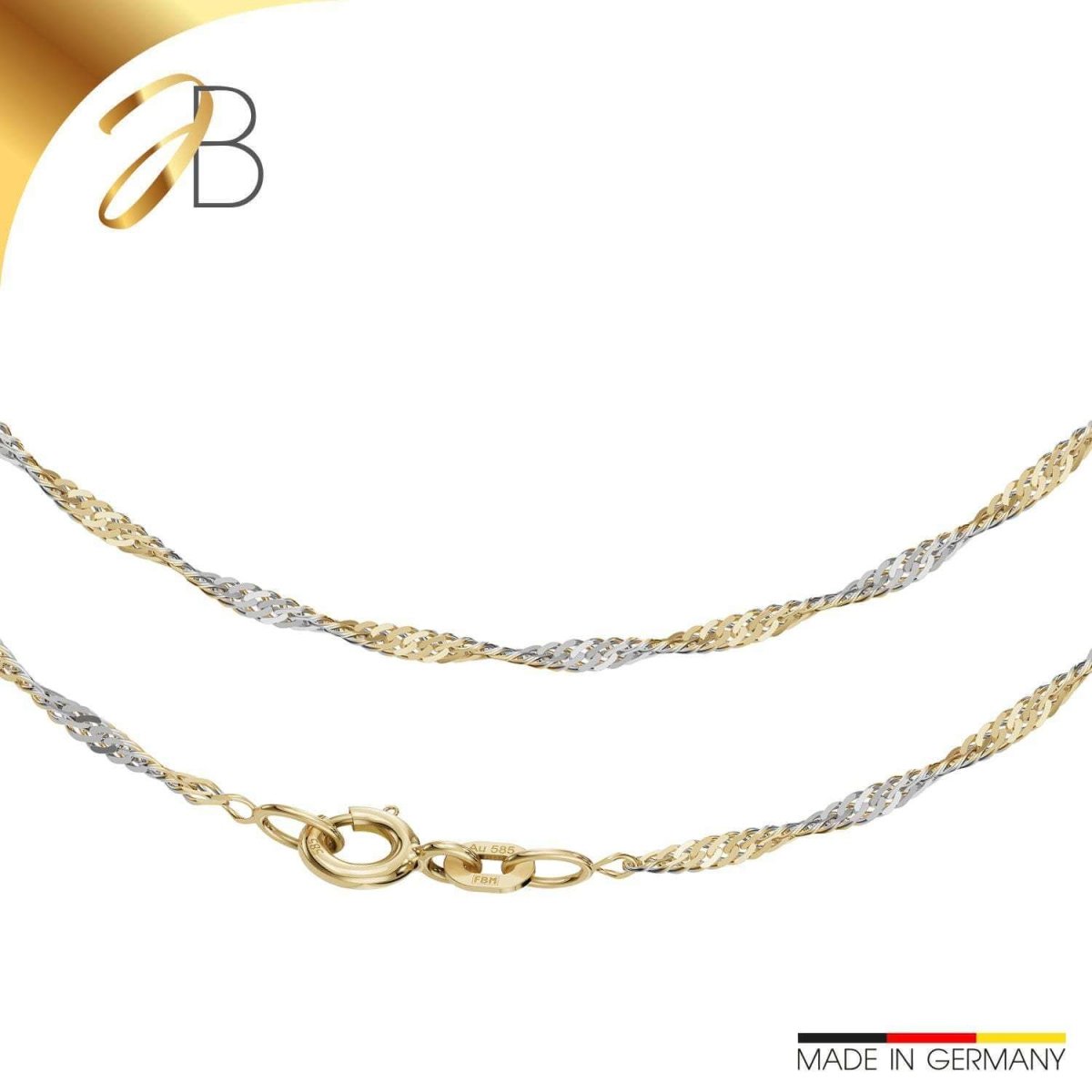 JB Collier Singapurkette Rund 1,8 mm 585 Gold Rhodiniert