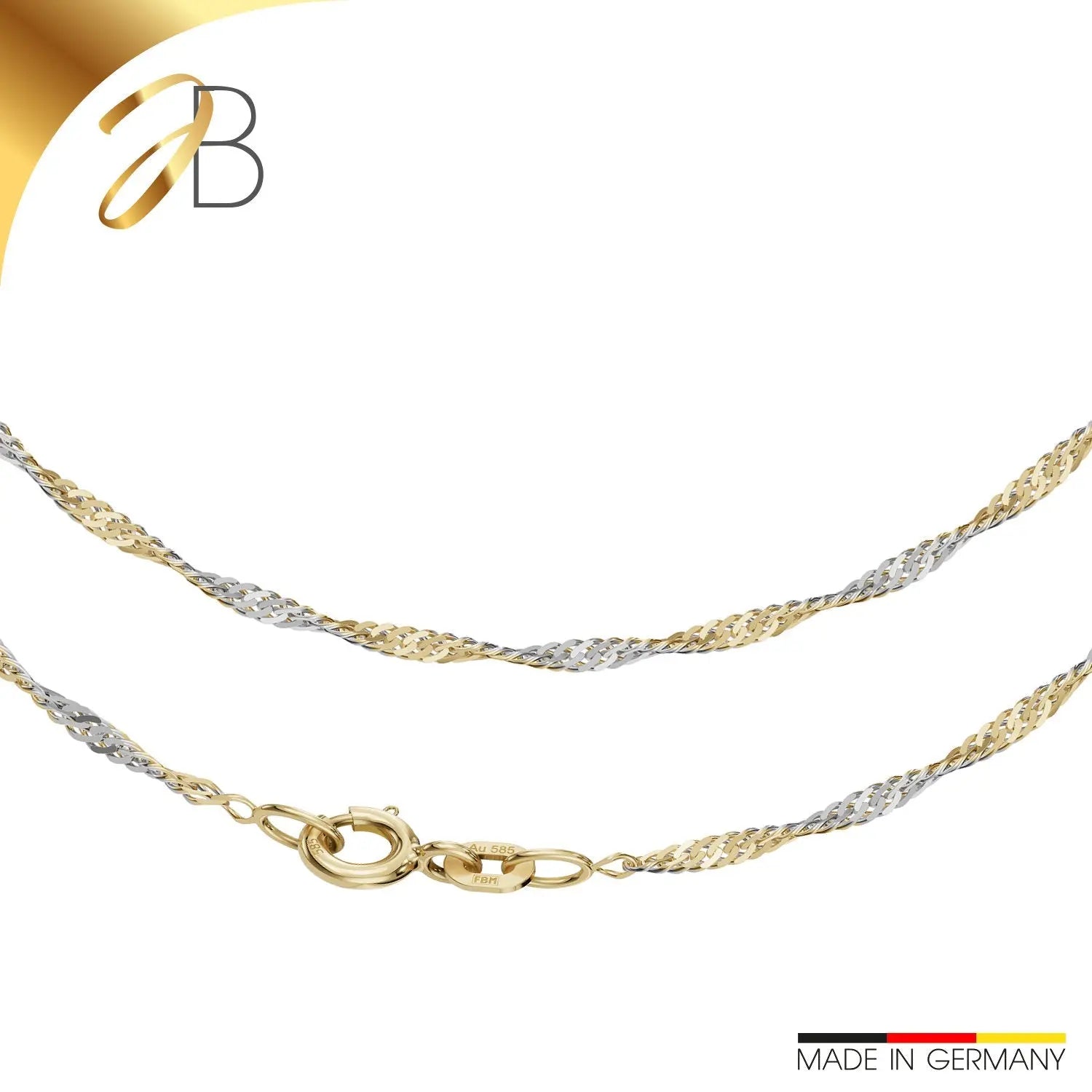 JB Collier Singapurkette rund 1,8 mm 585 Rhodiniert 36 - 60 cm