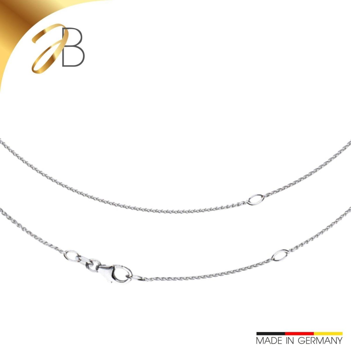 JB Collier Zopfkette 1,1 mm 750 Weißgold Damen und Herren