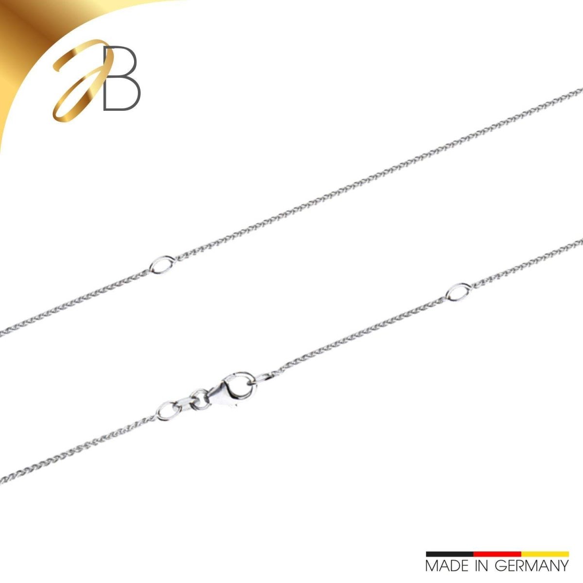 JB Collier Zopfkette 1,1 mm 750 Weißgold Damen und Herren