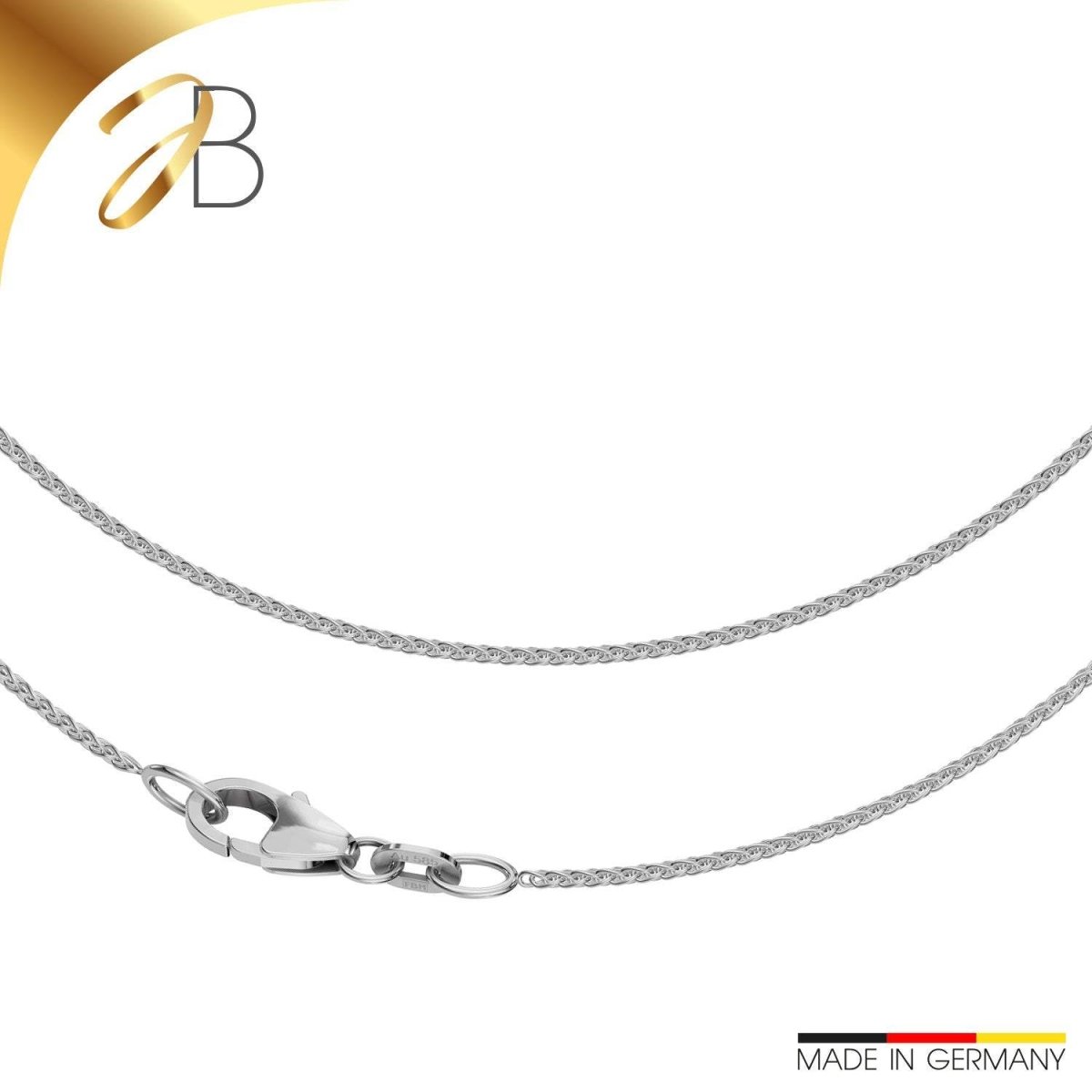 JB Collier Zopfkette 1,1 mm aus 585 Weißgold Damen Herren