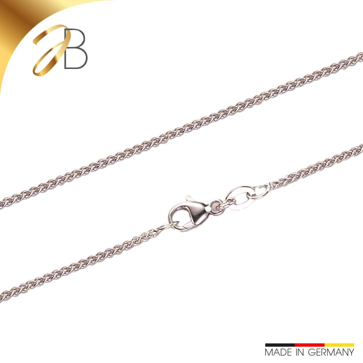 JB Collier Zopfkette 1,3 mm 750 Weißgold Damen Herren