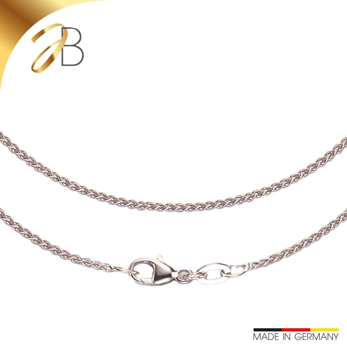 JB Collier Zopfkette 1,3 mm 750 Weißgold Damen Herren