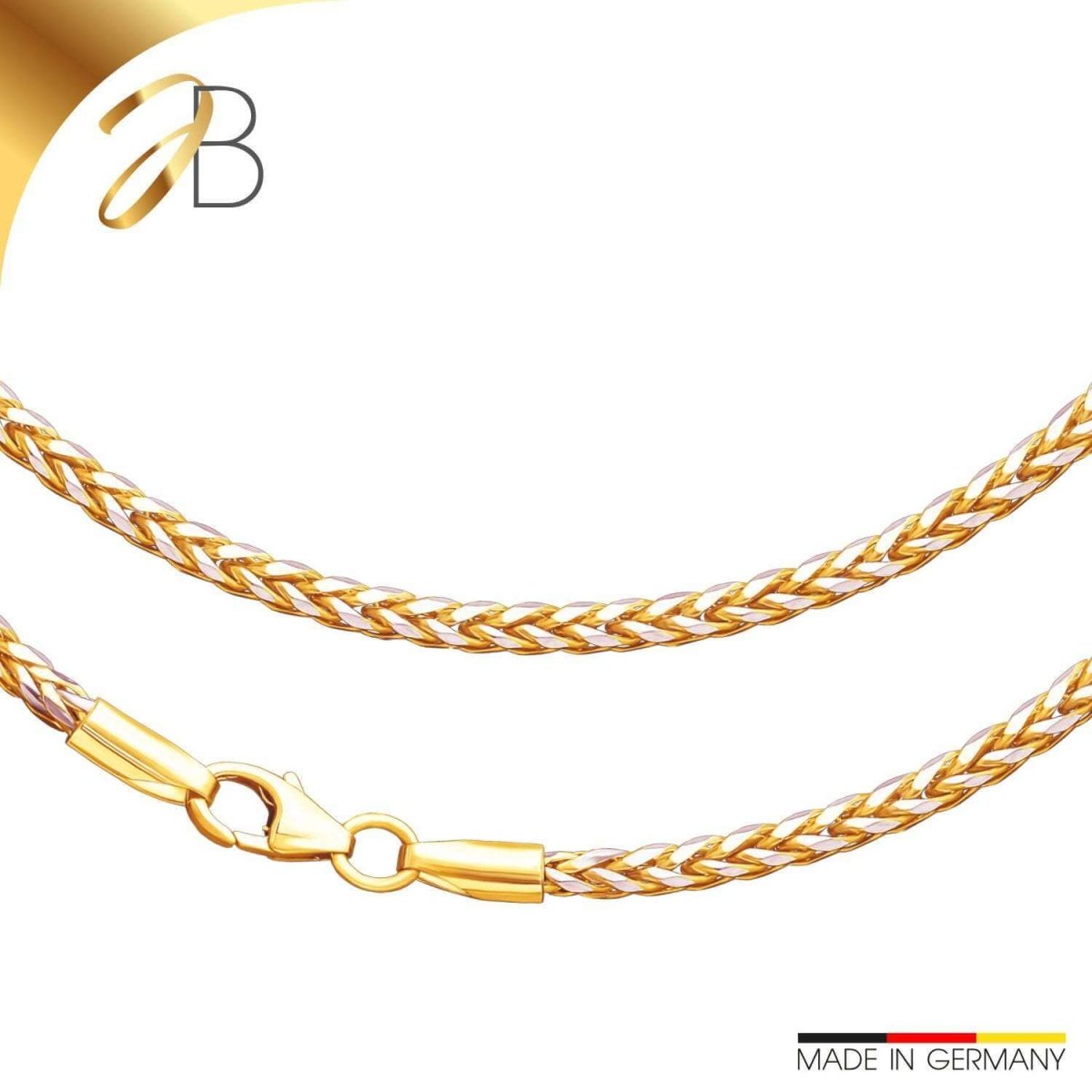 JB Collier Zopfkette 375 Gelbgold 9 Kt 2,7 mm elegant und zeitlos