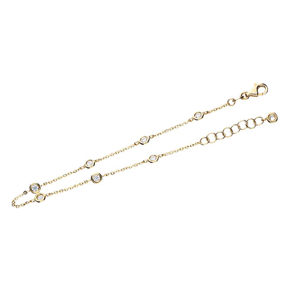 JB Damen Goldarmband Anker Diamantiert 585 14 Kt 1,7 g