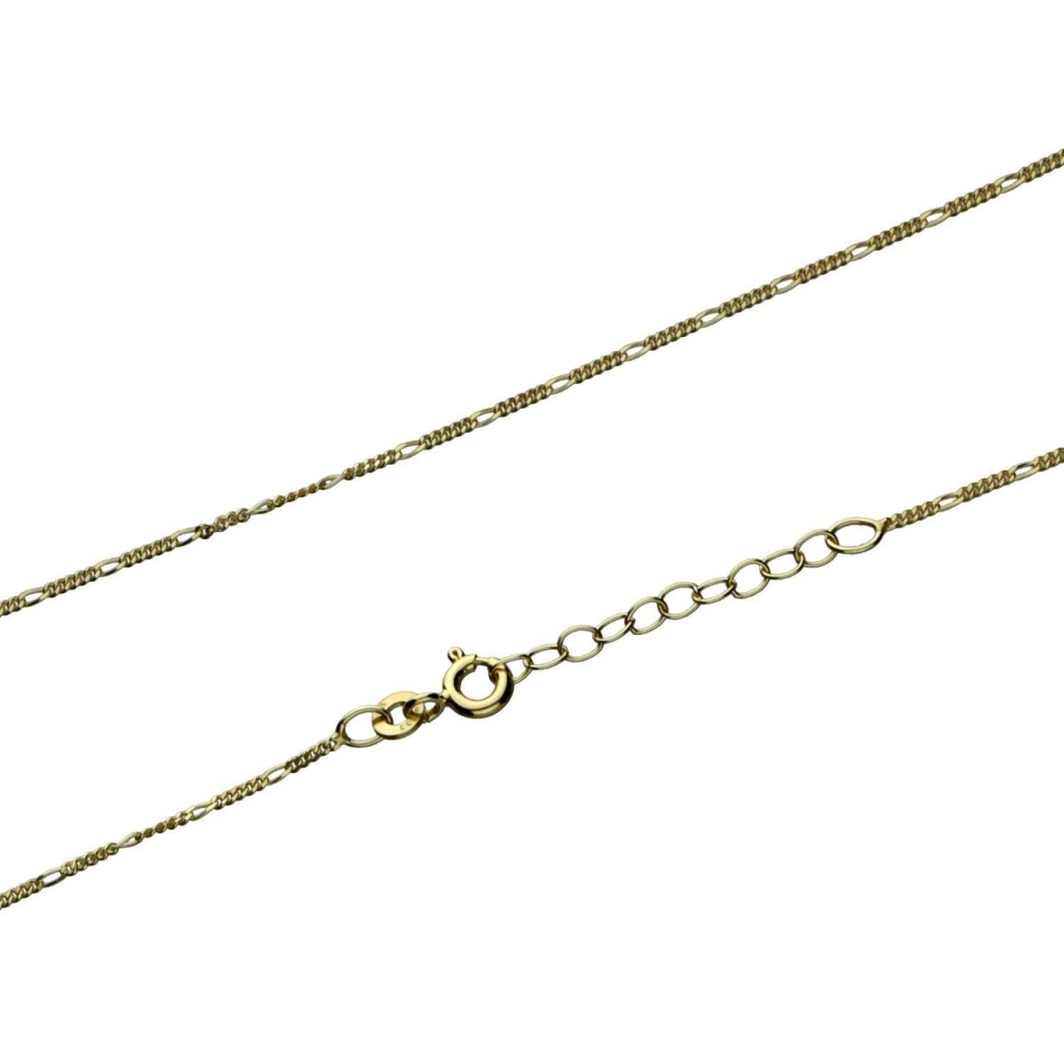 JB Damen Goldarmband Figaro Diamantiert 1,1 mm 333 8 Karat