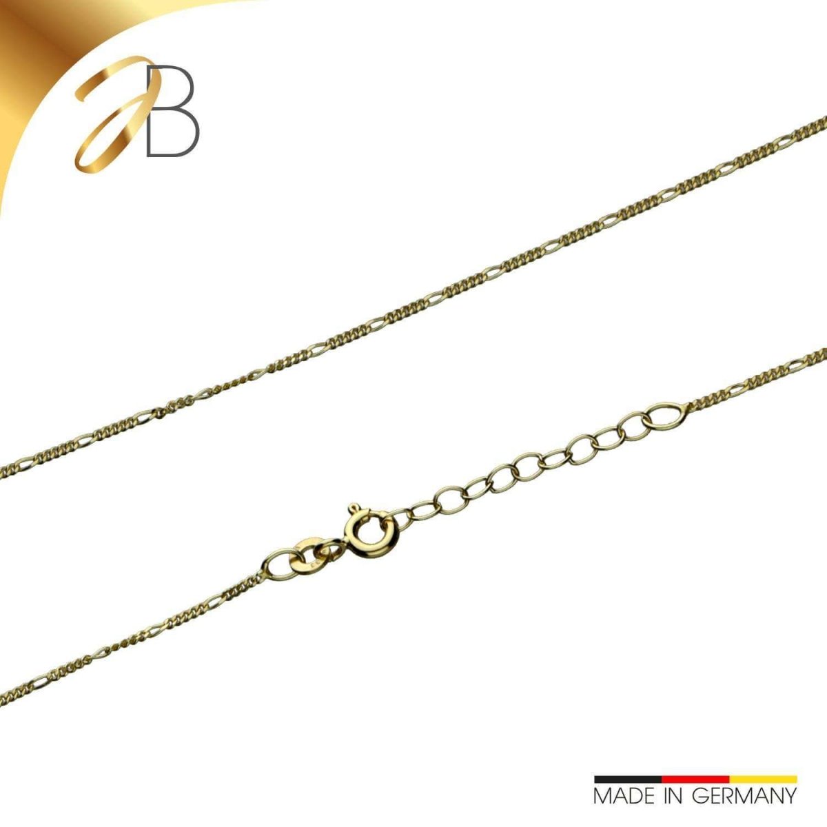 JB Damen Goldarmband Figaro Diamantiert 1,1 mm 333 8 Karat