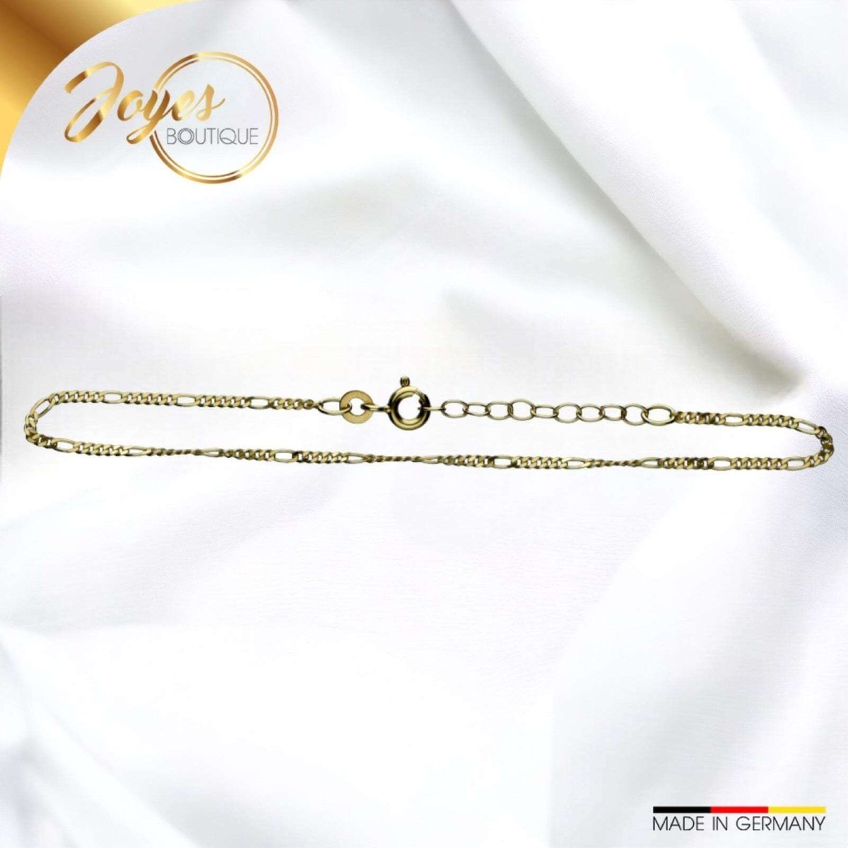 JB Damen Goldarmband Figaro Diamantiert 1,5 mm 333 8 Karat