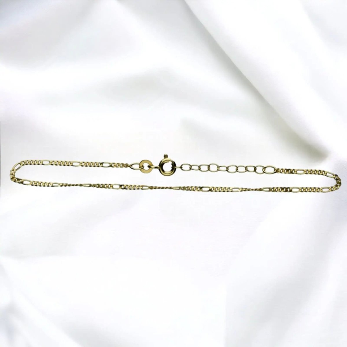 JB Damen Goldarmband Figaro diamantiert 1,5 mm 333 - 8 Kt 16,5 cm