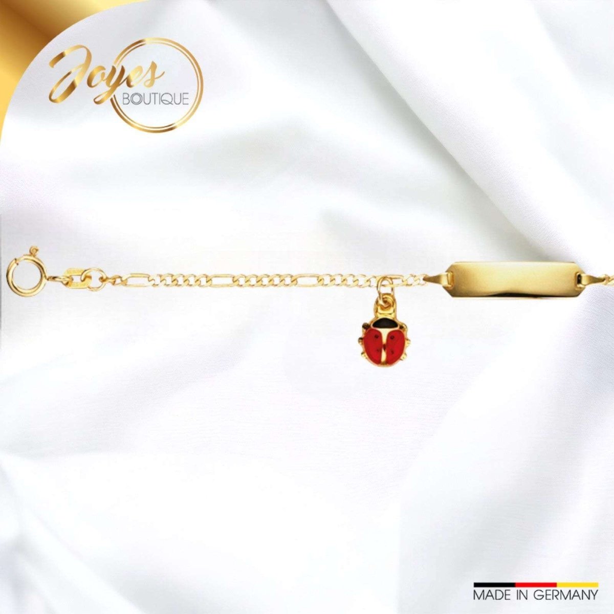 JB Damen Goldarmband Figaro Diamantiert 1,9 mm 14 Kt Gold