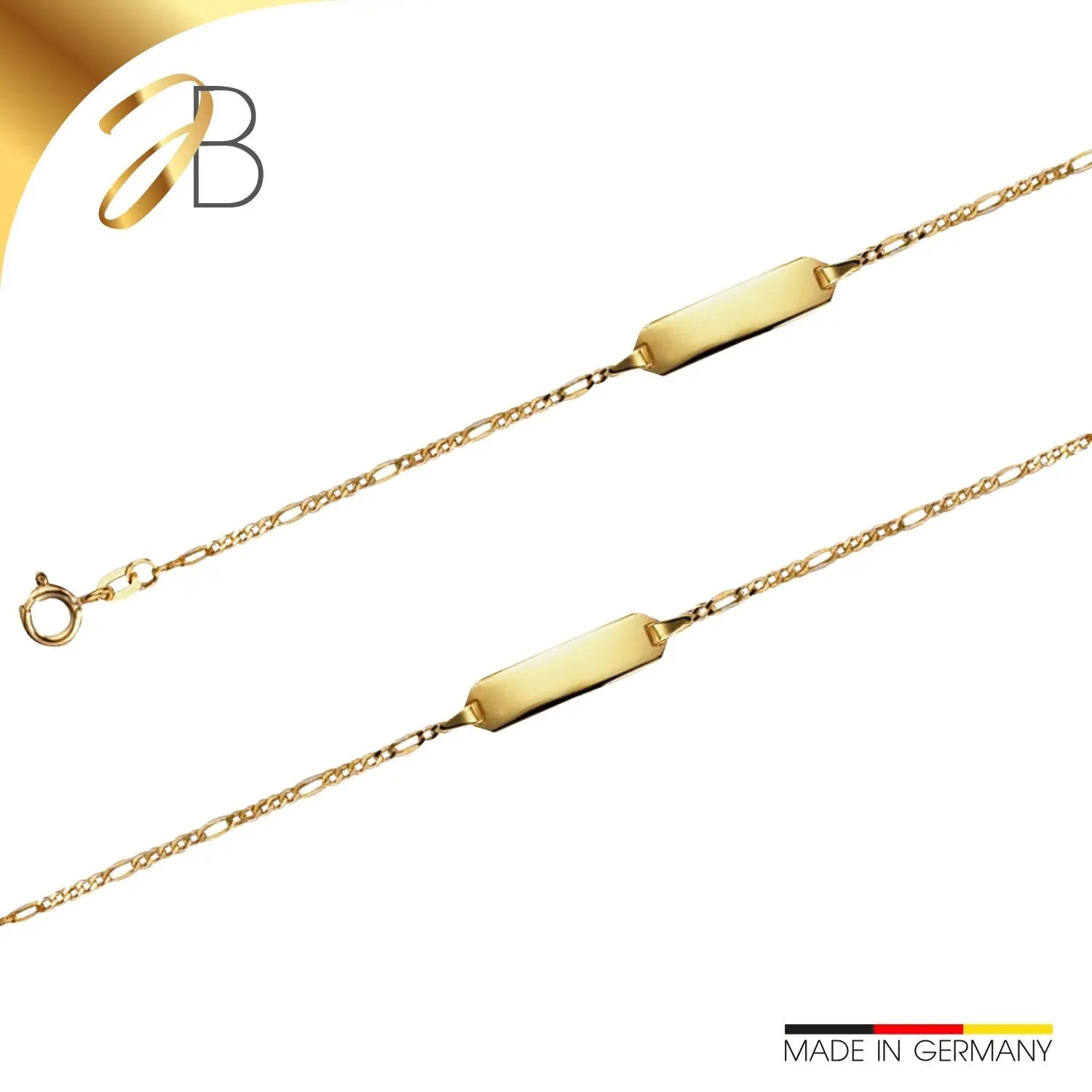 JB Damen ID Goldarmband Figaro Diamantiert 1,5 mm 333 - 8 K 14 cm