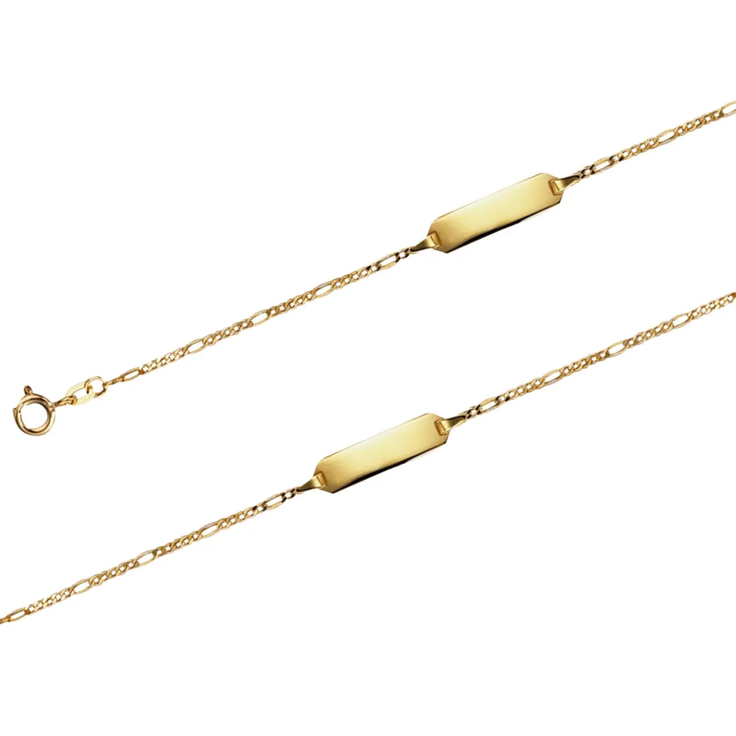 JB Damen ID Goldarmband Figaro Diamantiert 1,5 mm 333 - 8 K 14 cm