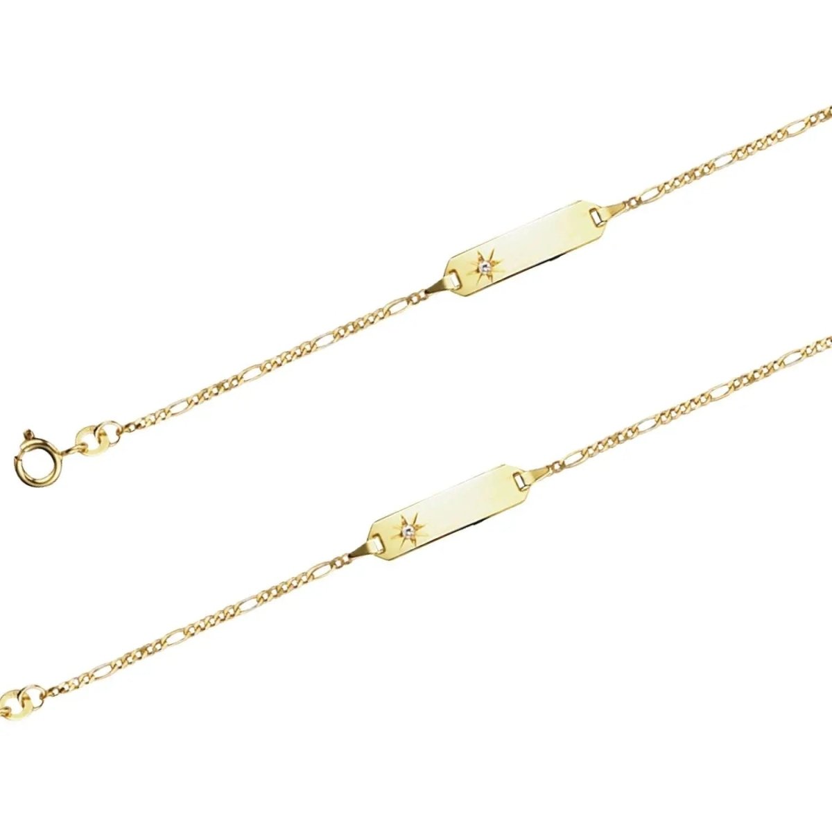 JB Damen ID Goldarmband Figaro diamantiert 1,5 mm 333 - 8 Kt 14 cm
