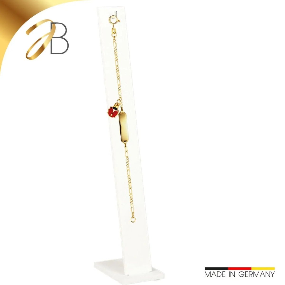 JB Damen ID Goldarmband Figaro Diamantiert 1,9 mm 333 - 8 K 14 cm