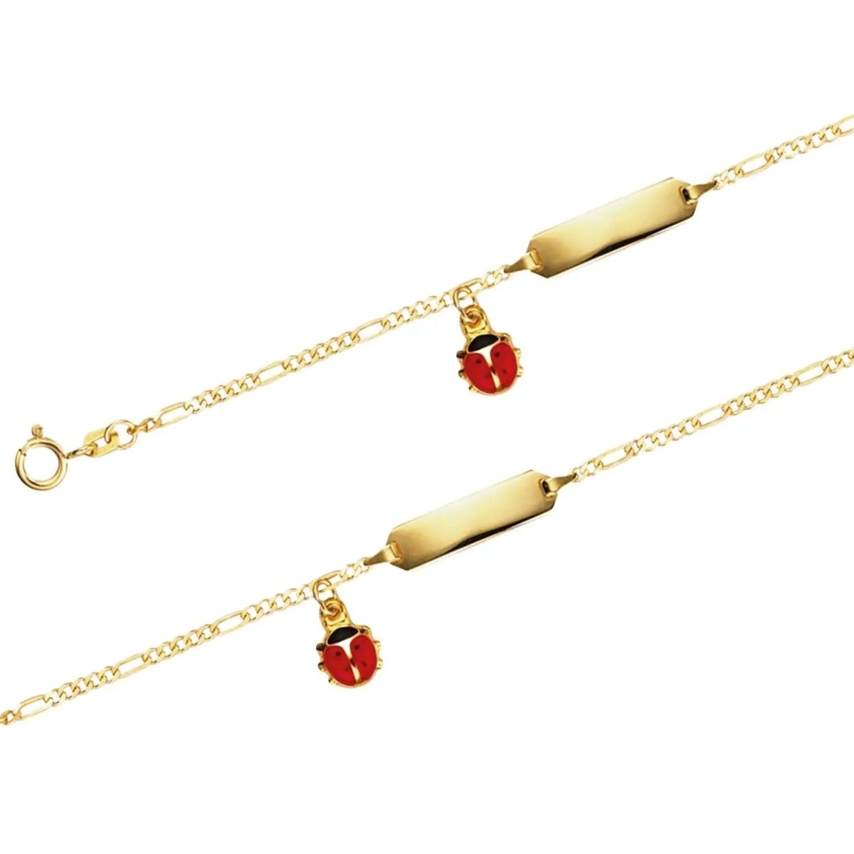 JB Damen ID Goldarmband Figaro Diamantiert 1,9 mm 333 - 8 K 14 cm