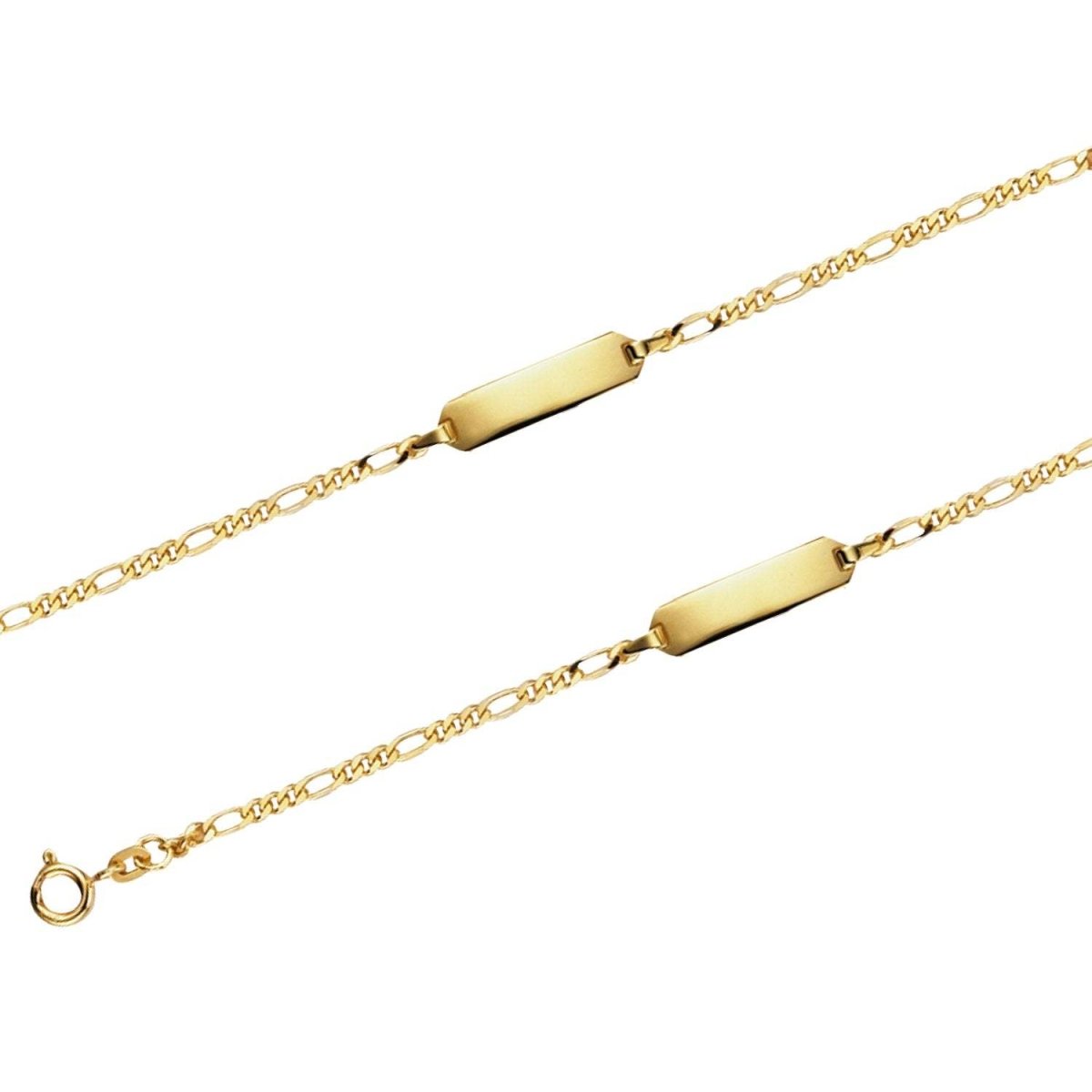JB Damen ID Goldarmband Figaro Diamantiert 2,1 mm 333 Gold