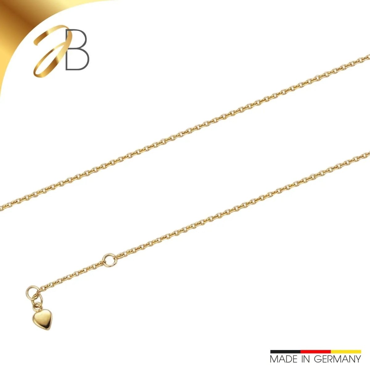 JB Edle Fußkette Ankerkette 585 - 14 K Gold 1,5 mm 25 cm