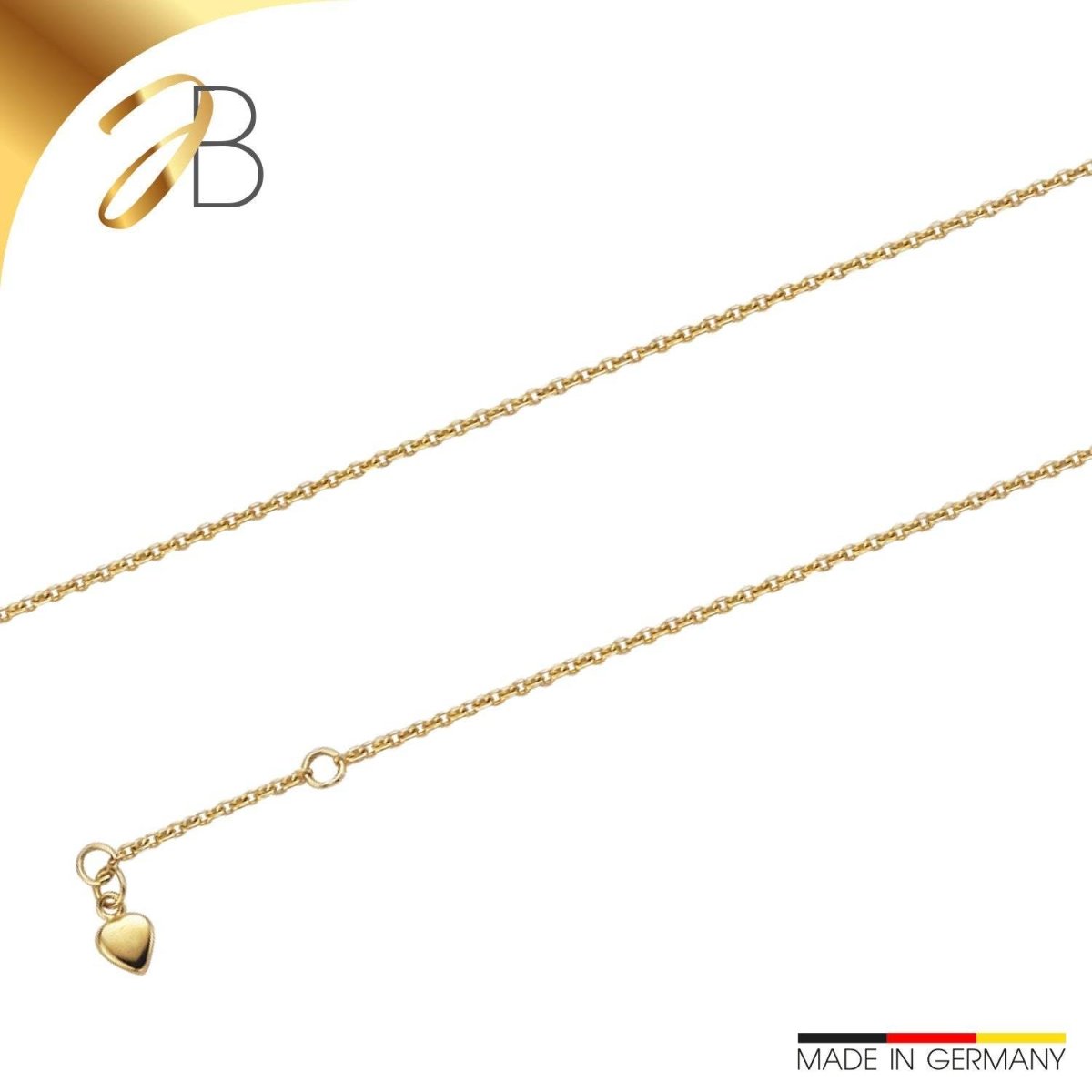 JB Edle Fußkette Ankerkette 585 14 K Gold 1,5 mm Damen Herren