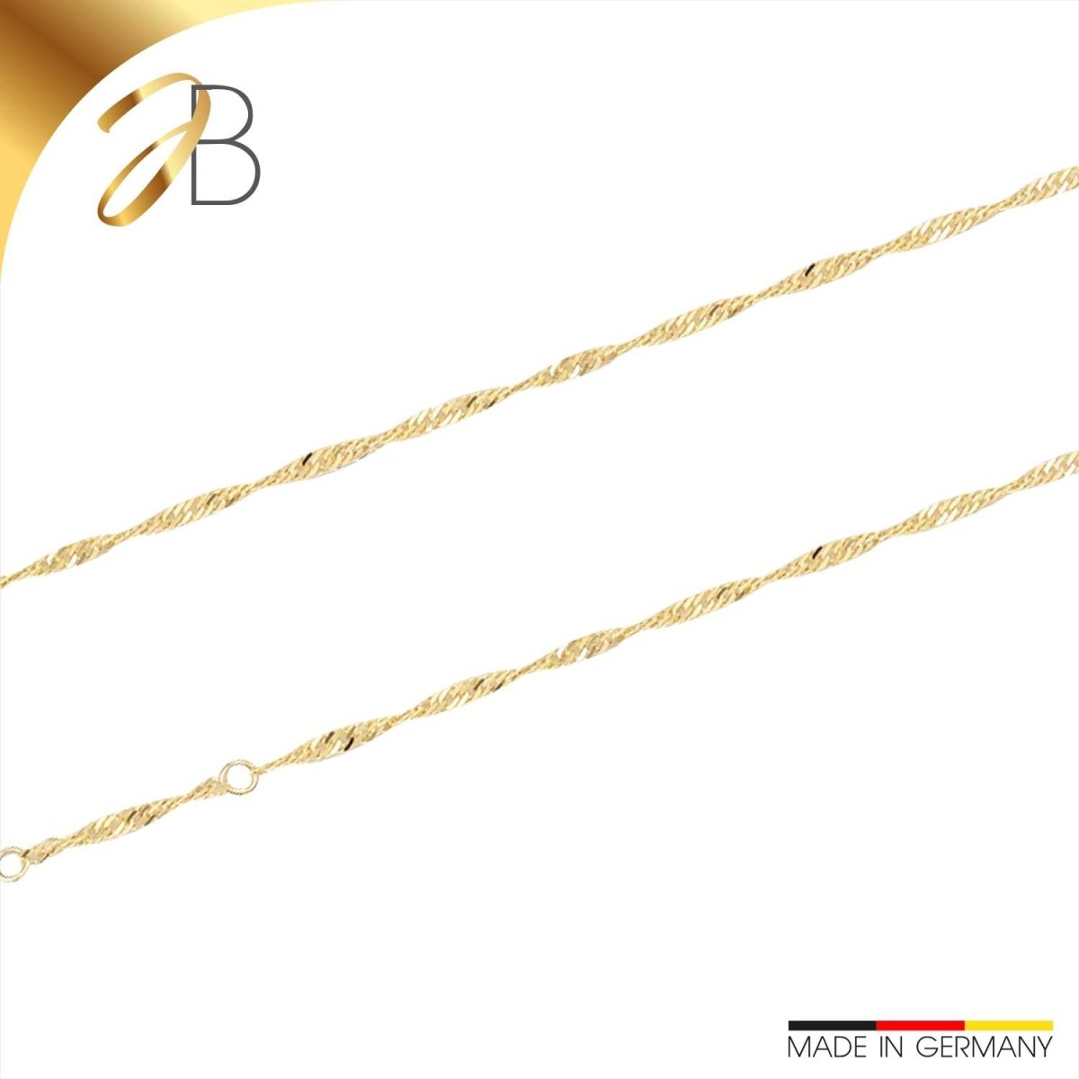 JB Edle Fußkette Singapurkette 585 14 K Gold 2,4 mm Damen