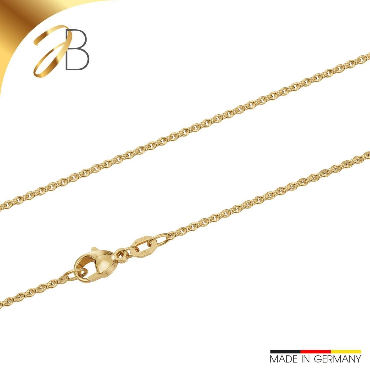 JB Edle Goldkette Ankerkette 18K Gelbgold 1,5 mm 750