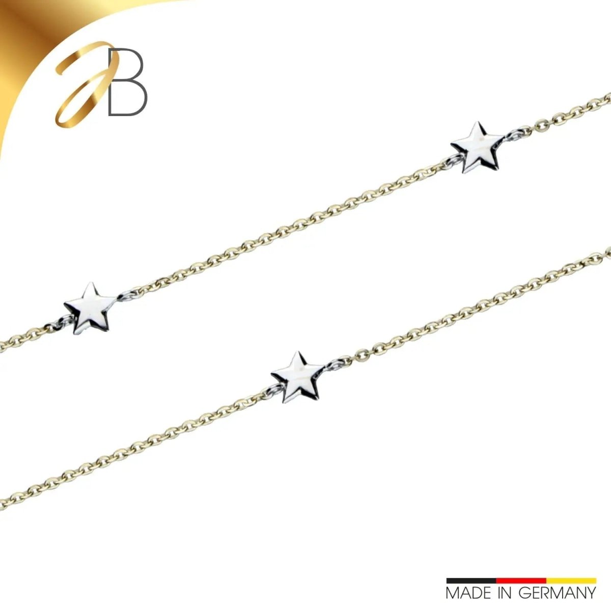 JB Edle Goldkette Ankerkette 585 - 14 K Bicolor G W 38 cm