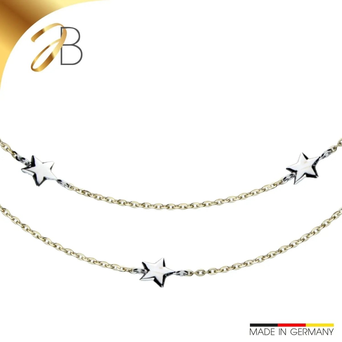 JB Edle Goldkette Ankerkette 585 - 14 K Bicolor G W 38 cm