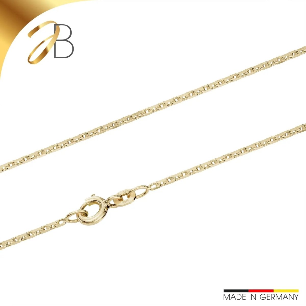 JB Edle Goldkette Ankerkette 585 - 14 K Gold 1,3 mm 42 cm