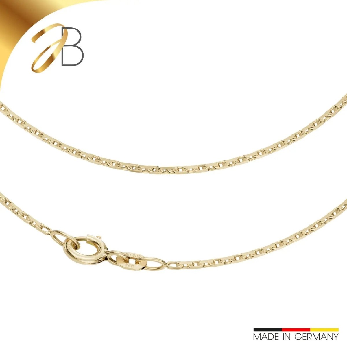 JB Edle Goldkette Ankerkette 585 - 14 K Gold 1,3 mm 42 cm