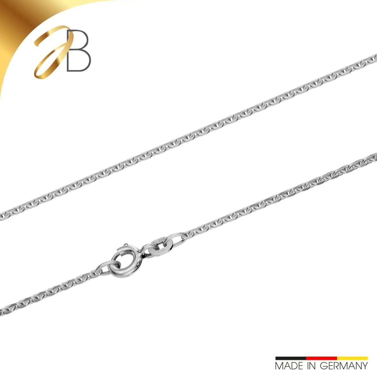 JB Edle Goldkette Ankerkette 585 - 14 K Weißgold 1,7 mm 38 cm