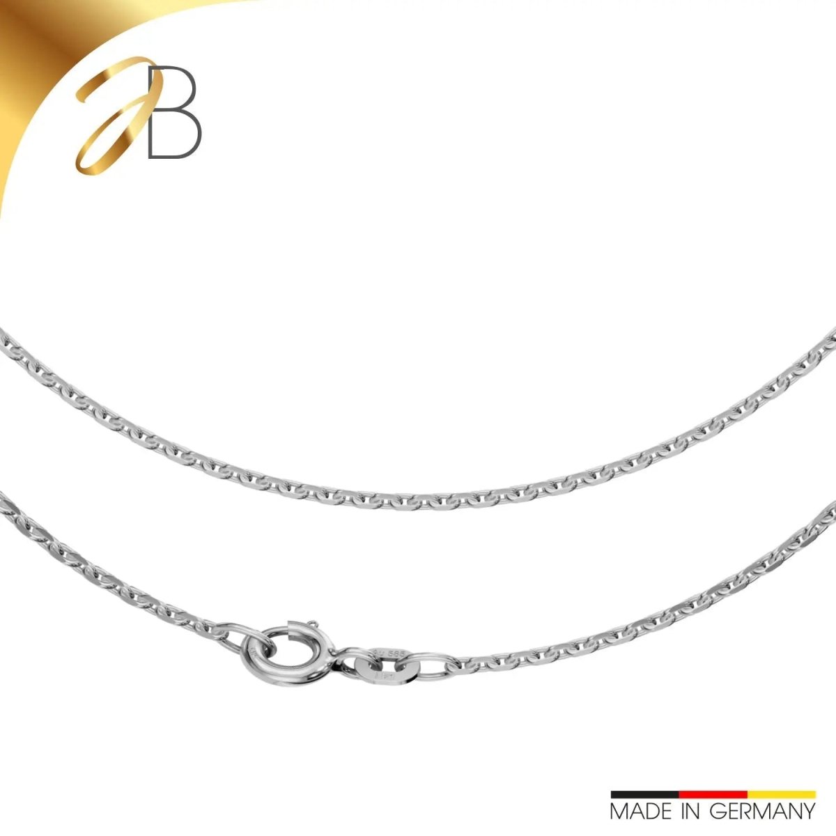JB Edle Goldkette Ankerkette 585 - 14 K Weißgold 1,7 mm 38 cm