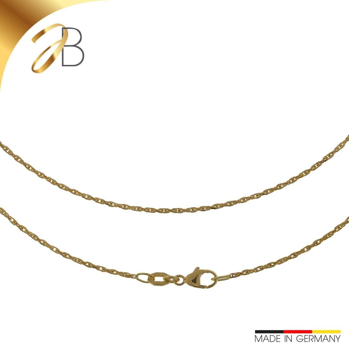 JB Edle Goldkette Ankerkette 750 18K Gelbgold 1,3 mm 3 g