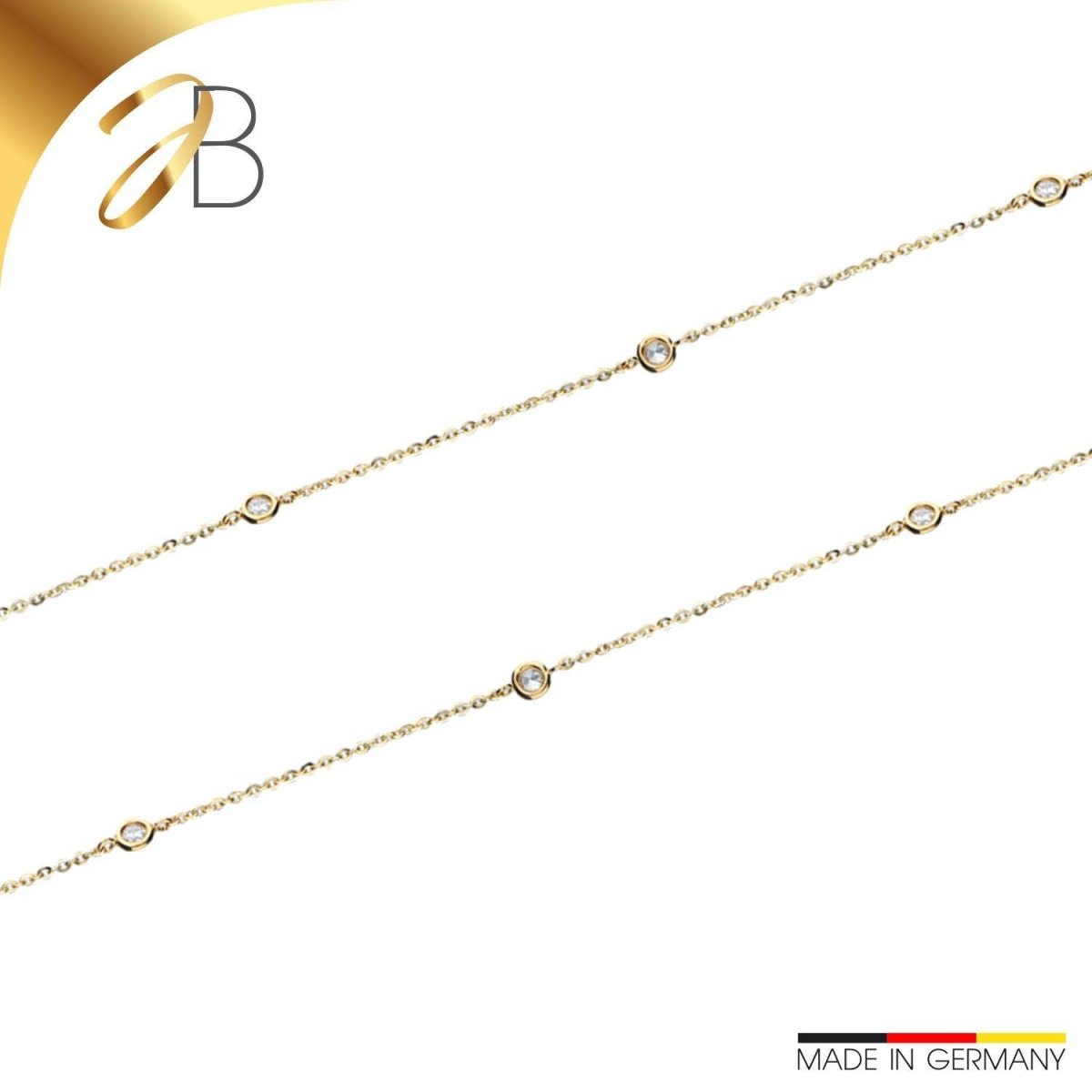 JB Edle Goldkette Ankerkette Diamantiert 585 14 K Gelbgold