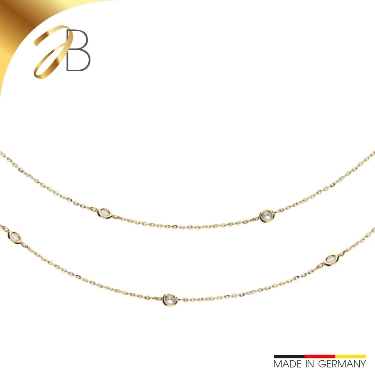 JB Edle Goldkette Ankerkette diamantiert 585 - 14 K Gold 38 cm