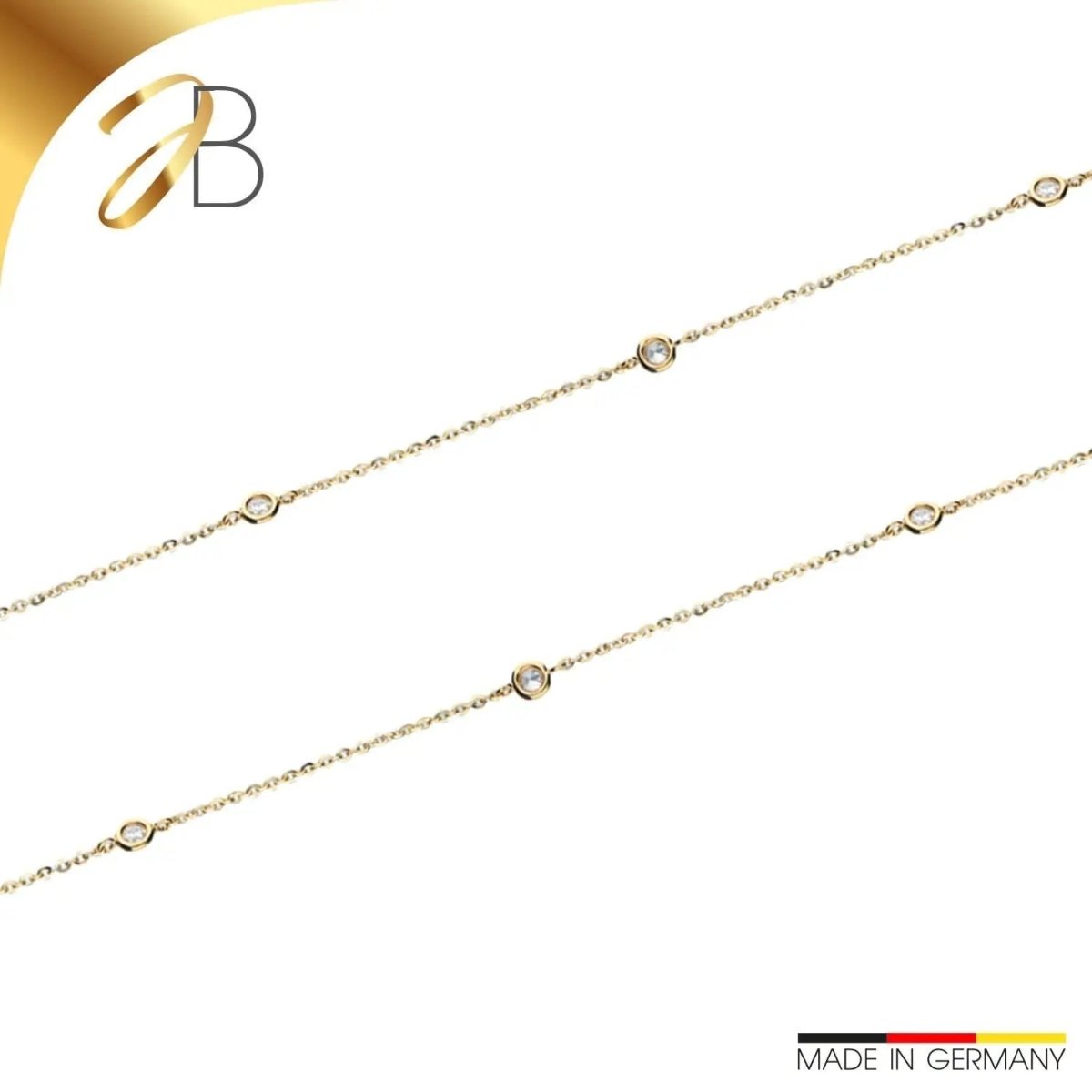 JB Edle Goldkette Ankerkette diamantiert 585 - 14 K Gold 38 cm