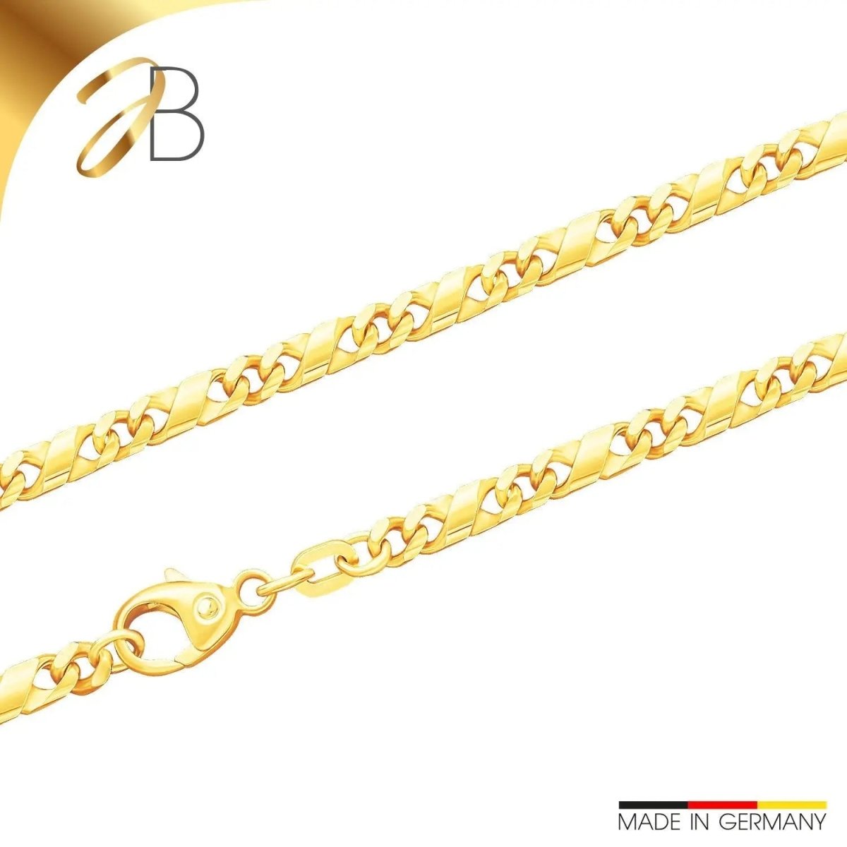 JB Edle Goldkette Dollarkette 585 - 14 K Gold 3,4 mm 45 - 55 cm