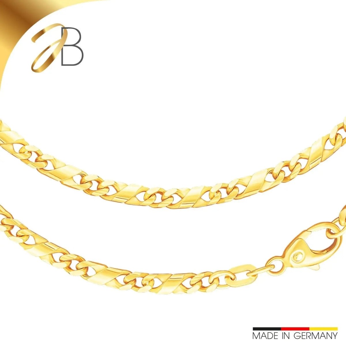 JB Edle Goldkette Dollarkette 585 - 14 K Gold 3,4 mm 45 - 55 cm