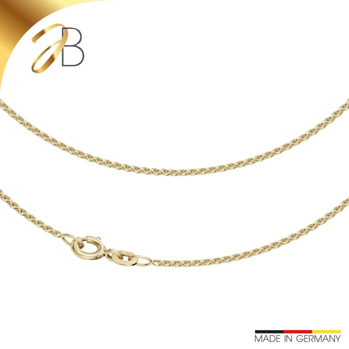 JB Edle Goldkette Erbskette 585 - 14 K Gold 1,5 mm 40 cm