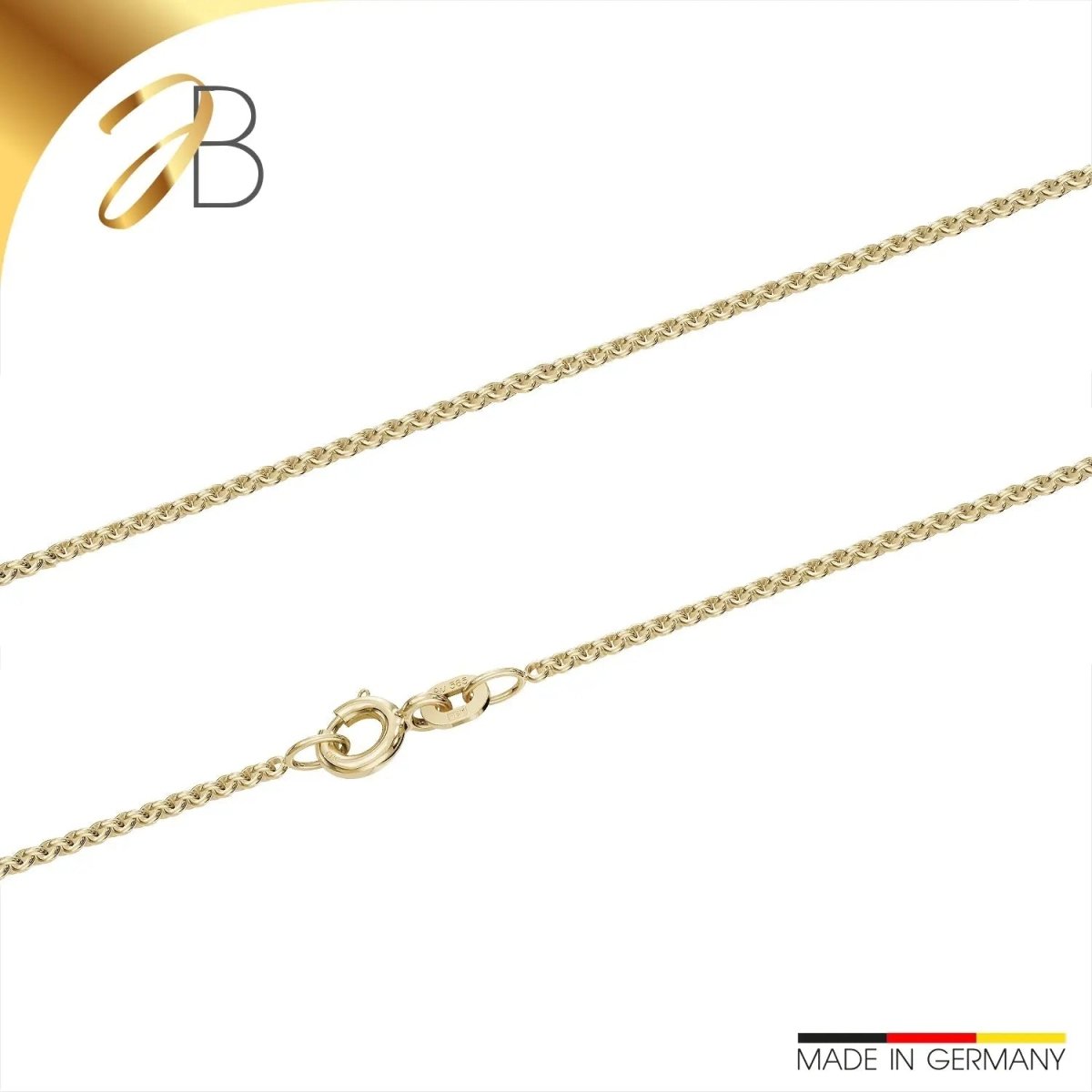 JB Edle Goldkette Erbskette 585 - 14 K Gold 1,5 mm 40 cm
