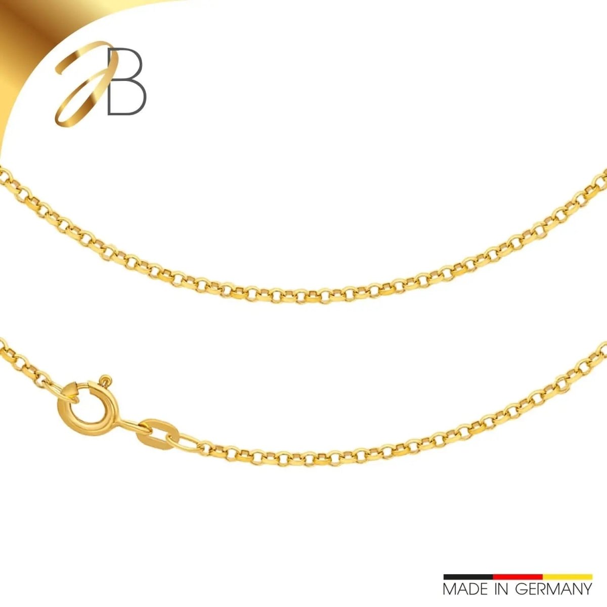 JB Edle Goldkette Erbskette 585 - 14 K Gold 2,0 mm 45 cm