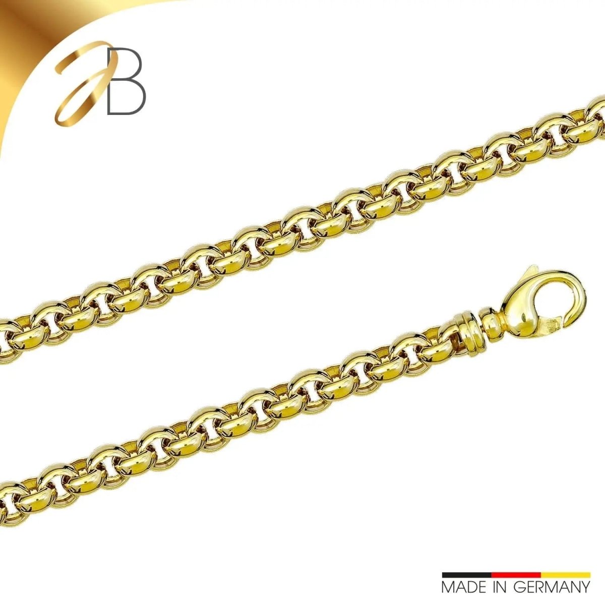JB Edle Goldkette Erbskette 585 - 14 K Gold 9,4 mm 45 cm
