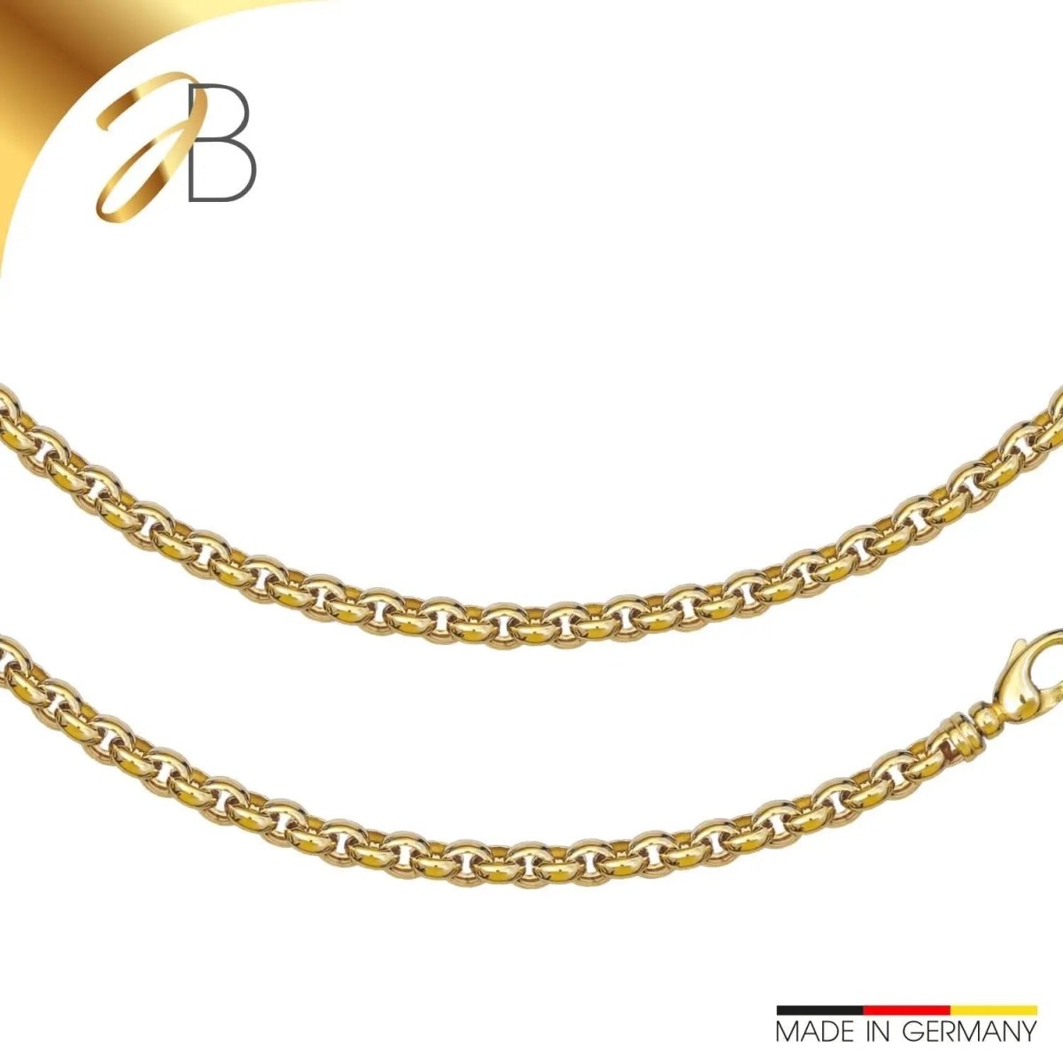 JB Edle Goldkette Erbskette 585 - 14 K Gold 9,4 mm 45 cm