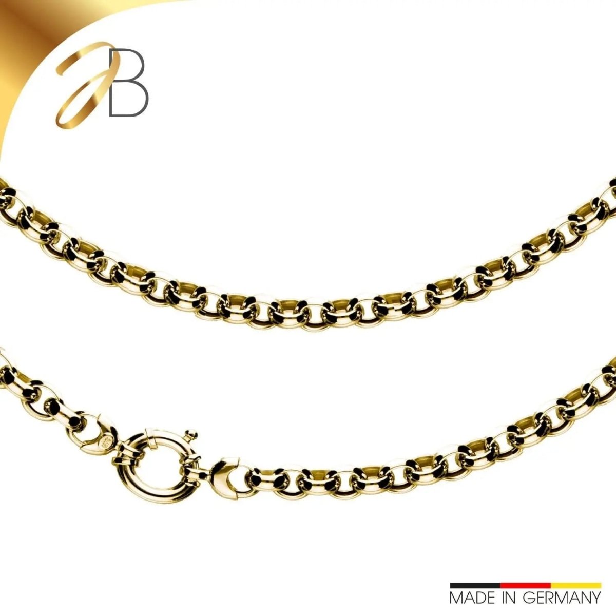 JB Edle Goldkette Erbskette hohl 585 - 14 K Gold 7,8 mm 45 cm