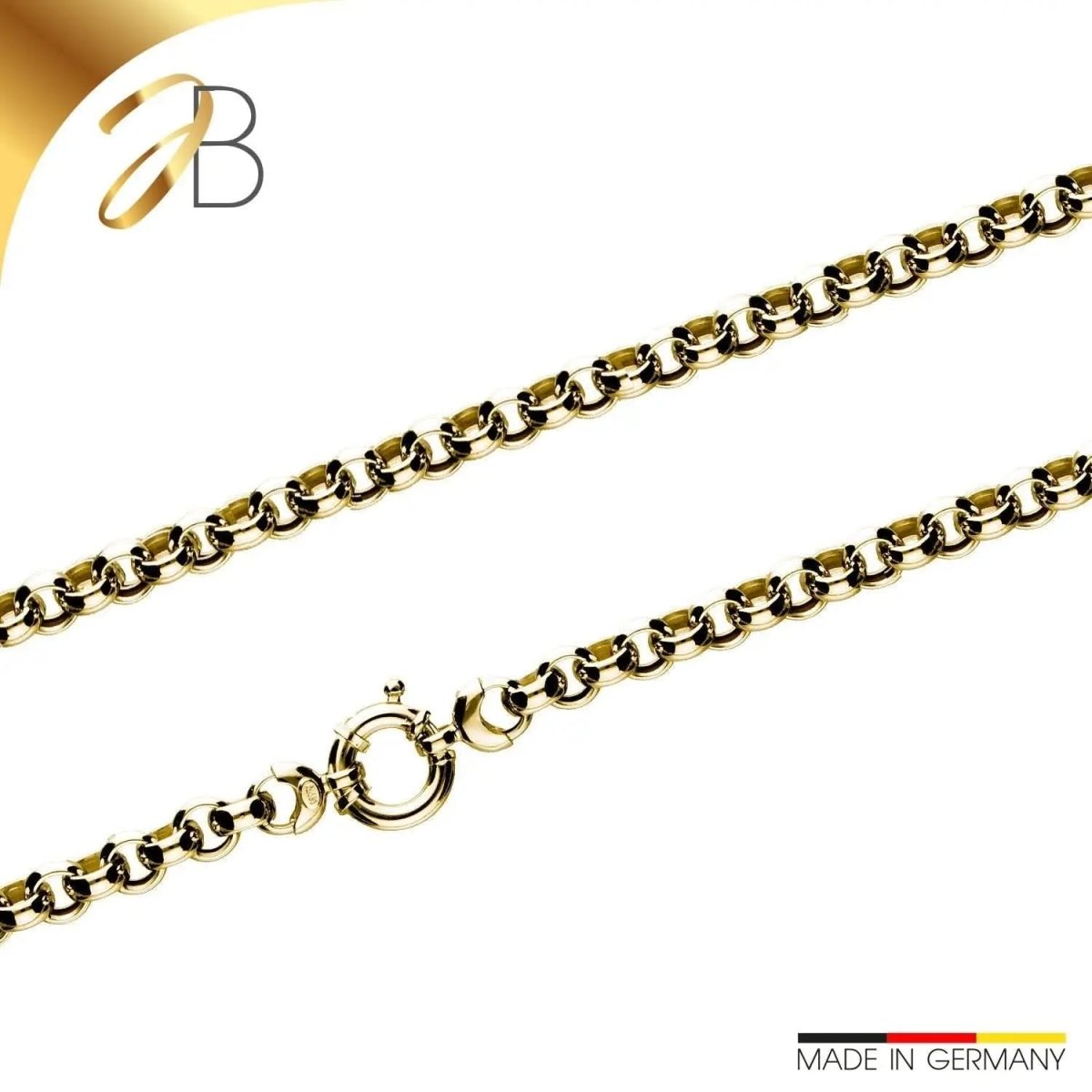 JB Edle Goldkette Erbskette hohl 585 - 14 K Gold 7,8 mm 45 cm